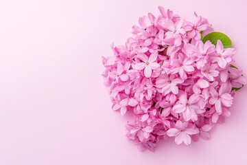 Fototapeta premium A bunch of beautiful pink flowers rests on pastel background