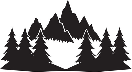 Fototapeta premium Christmas tree vector illustration in a snowy winter landscape