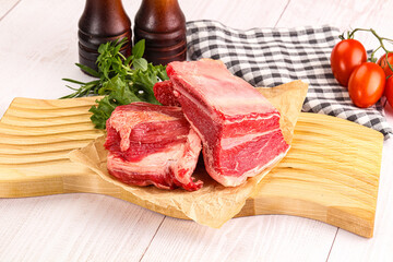 Raw beef rib for cooking