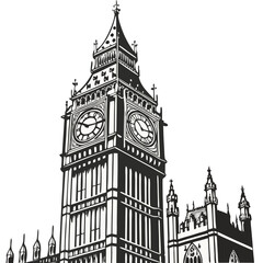 Fototapeta premium Vector Illustration of Big Ben, London, England. London travel content, history documentaries, UK tourism, cityscape artwork, time-related themes.