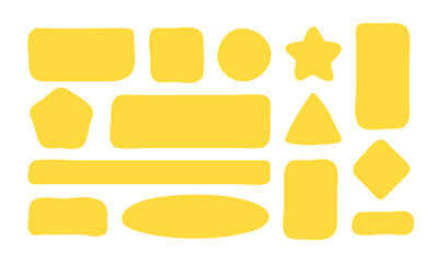 Hand drawn organic shapes. Set of liquid forms. Irregular yellow blobs for comment text. Vector