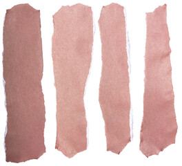 Isolated collection of brown stripe of matte paper with copy space on white background