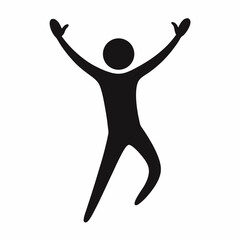 Dancing Silhouette with Raised Arms Vector Art Illustration