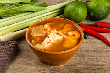 Korean kimchi soup with seafood