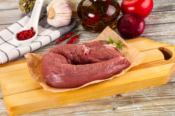 Raw pork tenderloin for cooking