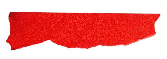 Isolated torn red stripe of shiny paper on white background