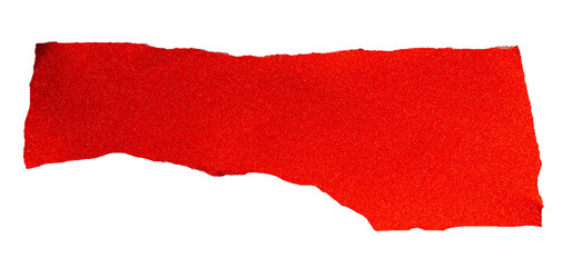 Isolated torn red stripe of shiny paper on white background
