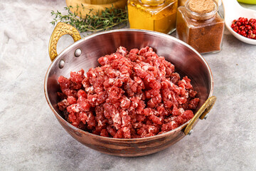 Raw beef minced meat for cooking