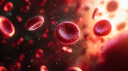 Stunning Visualization of Red Blood Cells Flowing Through a Microscopic Environment with Dramatic Lighting Effects