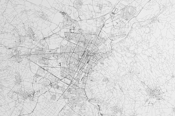 Map of the streets of Turin (Italy) on white background. 3d render, illustration