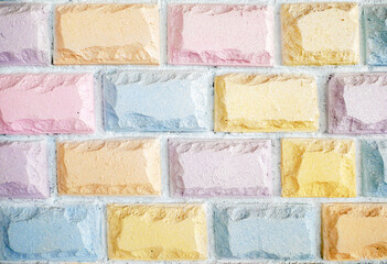 Background of colorful pastel brick wall