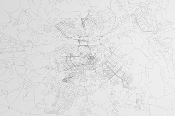 Map of the streets of Smolensk (Russia) on white background. 3d render, illustration
