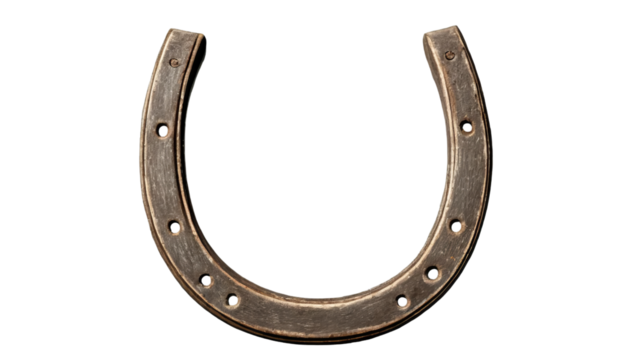 Vintage Metal Horseshoe with Nail Holes and Rustic Patina Finish