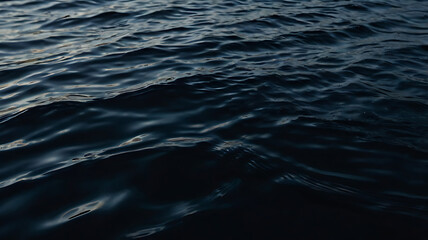 Tranquil Ocean Surface at Dusk: Blue Waves and Reflections in Marine Scenery