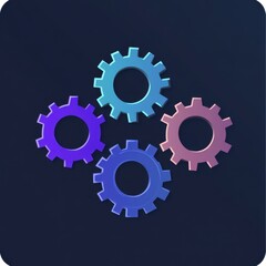 Teamwork and collaboration Flat Art Style Icon. Interlocking Gears Mechanism Abstract Icon