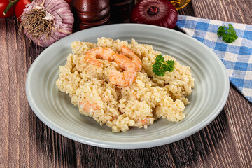 Gourmet risotto with prawn and cheese