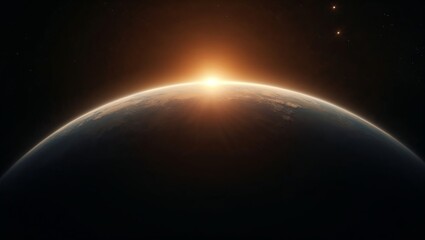 Obraz premium Earth's horizon glowing with sunrise in the vastness of space