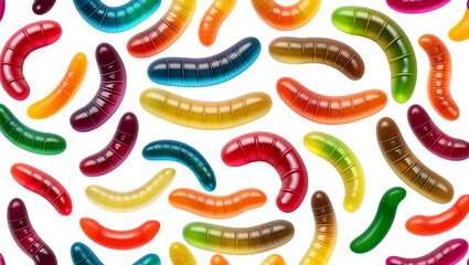 Colorful Gummy Worms on Black Background for Fun Desserts or Events