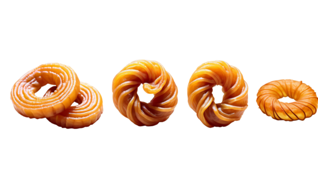 Elegant Swirls of Savory Pastry Treats on White Background