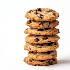 Stacked chocolate chip cookies