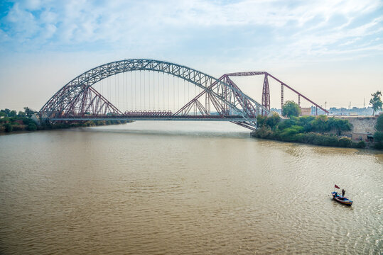 View at the Bridges over Indus river in Sukkur - Pakistan