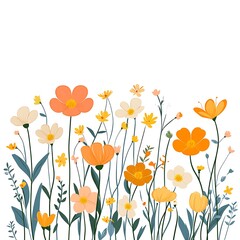 A collection of various colorful flowers in a white background