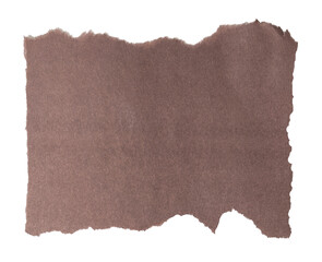 Isolated torn brown piece of matte paper on white background