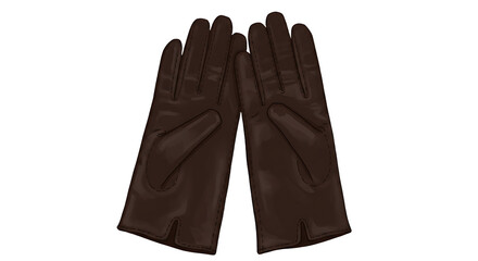 Pair of Brown Leather Gloves Isolated on White Background Fashion Accessory