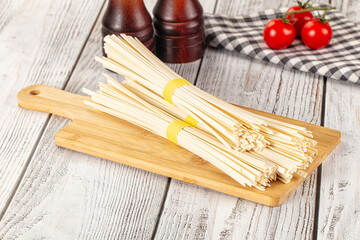 Raw dry wheat udon noodles