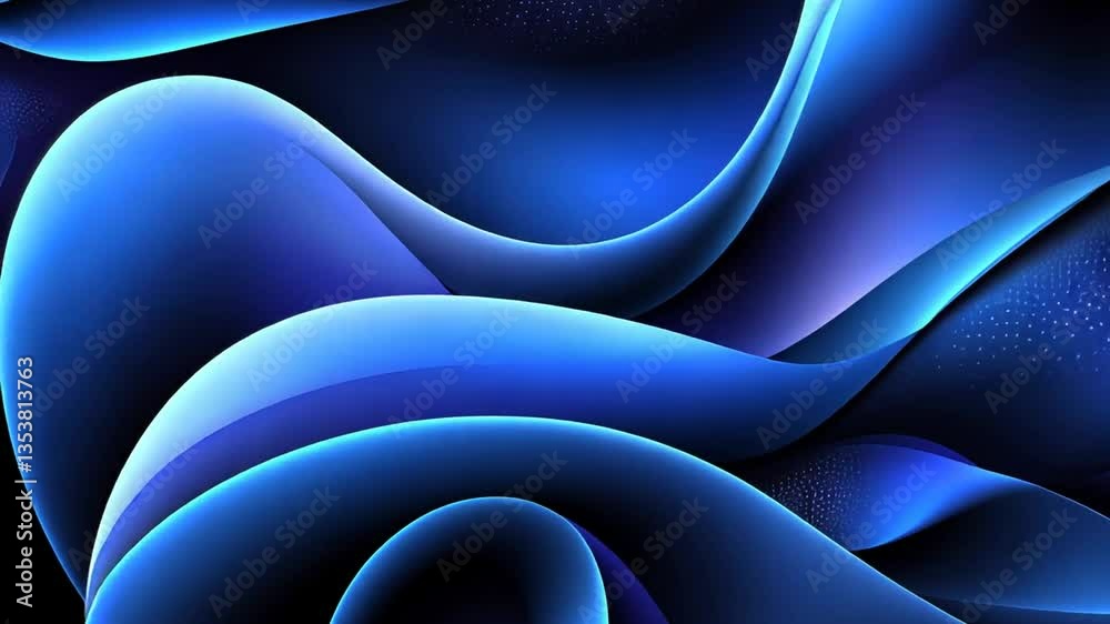 Poster blue abstract background with smooth curves and blurred shapes generative ai