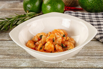 Roasted shrimps in the bowl