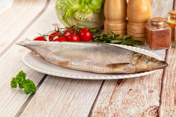 Raw whole salted herring fish