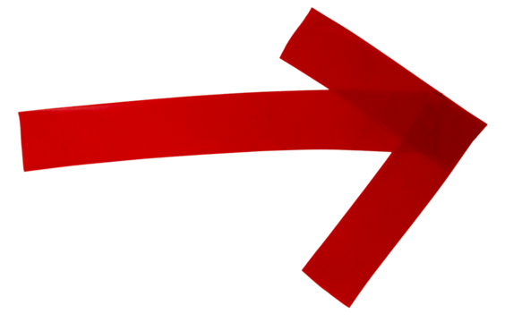 Isolated red arrow made of electrical tape on white background