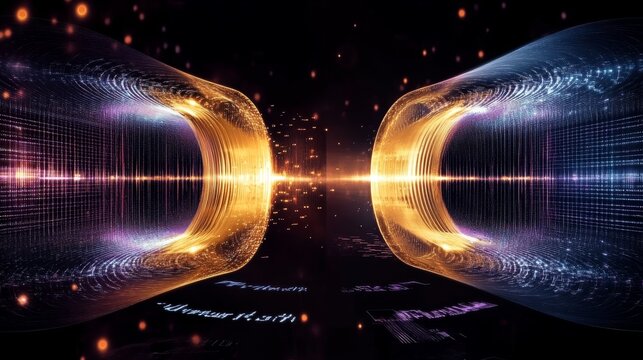 quantum computing entanglement concept. Quantum register with parallel qubit states image