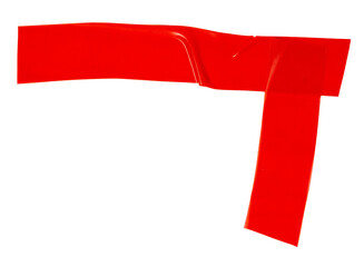 Isolated red corner figure made from electrical tape on white background