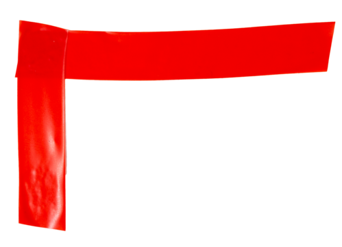 Isolated red corner figure made from electrical tape on white background