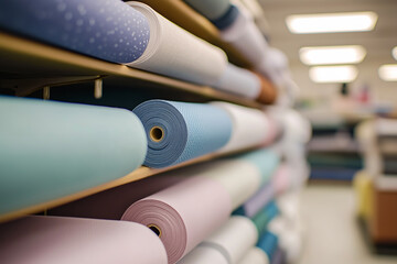 Fashion fabric rolls with herringbone zigzag pattern in vivid tones