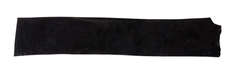 Isolated torn off black electriacl tape stripe with copy space on white background	