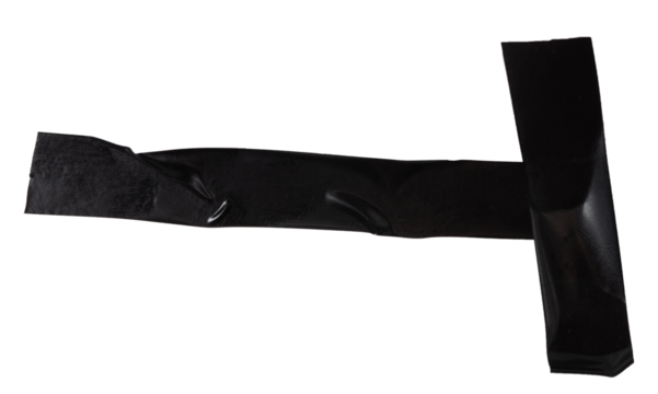 Isolated black T-shaped figure made from electrical tape on white background