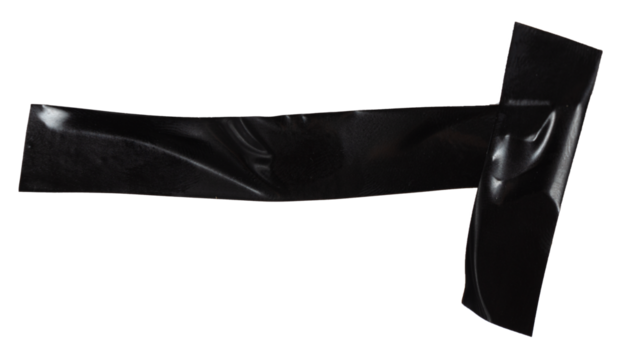 Isolated black T-shaped figure made from electrical tape on white background