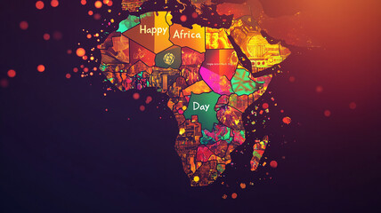 Obraz premium Happy Africa Day. Africa Liberation Day. Watercolor drawing of the African continent. Abstract color drawing of the African continent.