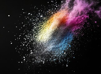 Fototapeta premium Vibrant Colors of Powder Exploding on a Black Background Creating a Spectacular Artistic Display of Beauty and Energy