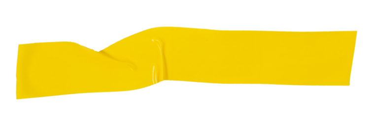 Isolated torn off yellow electrical tape stripe with copy space on white background