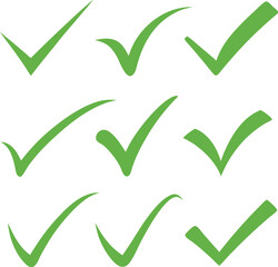 Green tick collection. Vector illustration