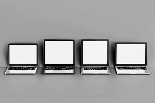 Vibrant Color Visual of Set of Laptops, Templates on a Gray Background Model, Modern Design