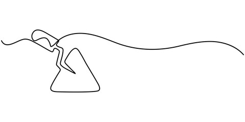 Obraz premium Continuous one line drawing of construction trowel tools, Continuous line drawing of trowel. Trowel linear icon. One line drawing background. Vector illustration. Trowel continuous line icon. 