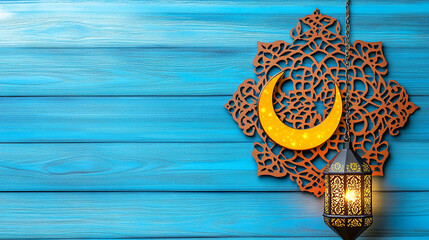 Ramadan Beautiful Night with Crescent Moon and Lantern – Islamic Decoration for Eid and Ramadan (1)