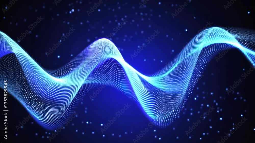 Poster abstract network visualization in blue and black background generative ai