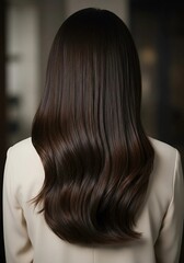 Naklejka premium photo of gorgeous, healthy women's dark hair from behind