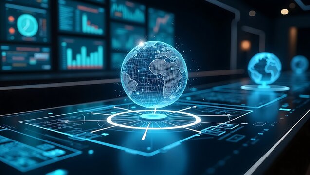 Futuristic Digital Globe and Data Interface – AI & Technology Innovation